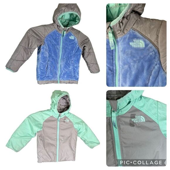 The North Face Blue Green Girl Reversible Perseus Insulated Hooded Jacket Sz 4T - Picture 5 of 9